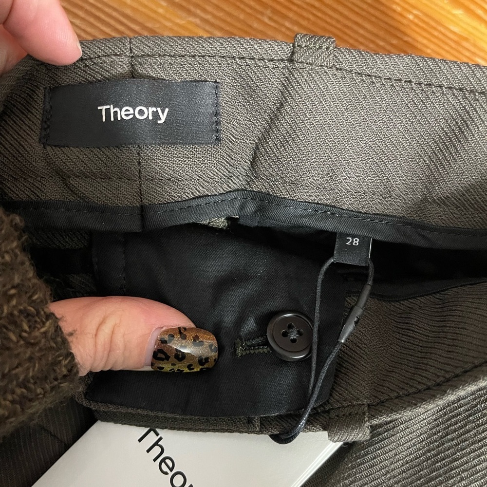 Theory Sebastian Men’s 28x27 Techno Wool Dress Pants Military Green NWT